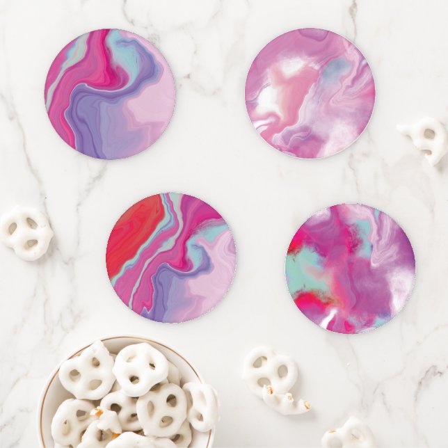 Pink Marble Coaster Set (In Situ)