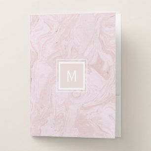Pink Marble Custom Initial Pocket Folder