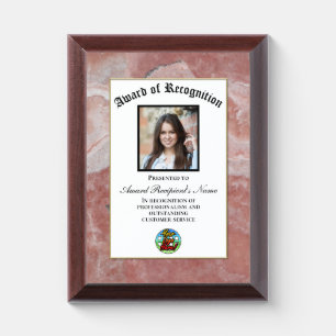 Pink Marble Custom Logo Photo Award Plaque