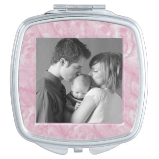 Pink Marble Custom Photo Compact Mirror