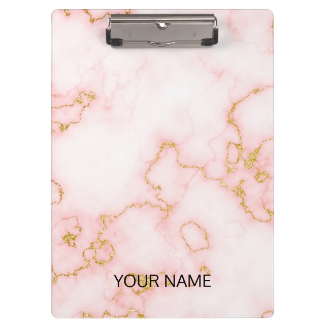 Pink Marble Customize  Clipboard (Front)