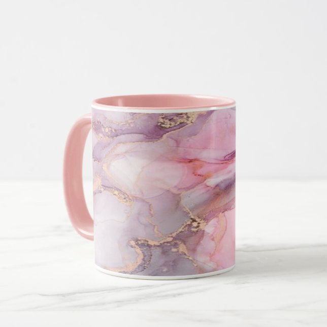 pink marble cute elegant gray mug (Front Left)