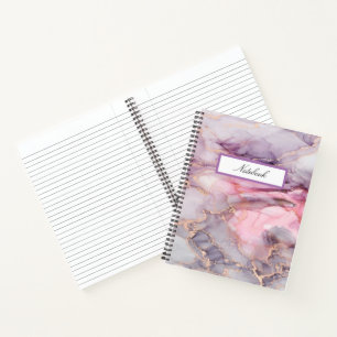 pink marble cute elegant gray notebook