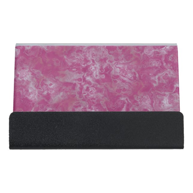 Pink marble desk business card holder (Front)