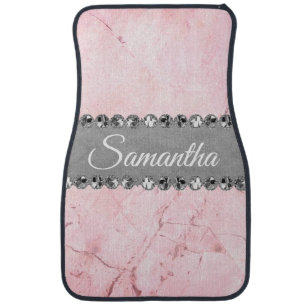 Pink Marble Diamond Bling Car Floor Mat