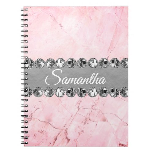 Pink Marble Diamond Bling  Notebook