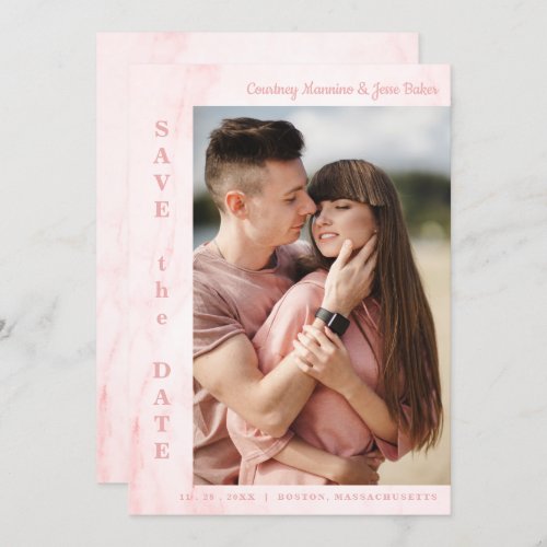 Pink Marble Effect Romantic Photo Engagement