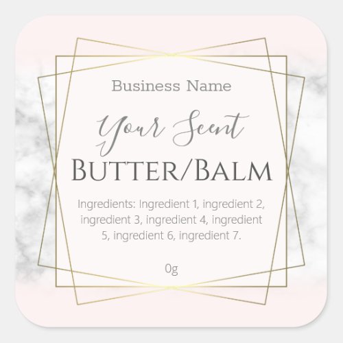 Pink Marble Face Cream Body Butter Lip Balm Label