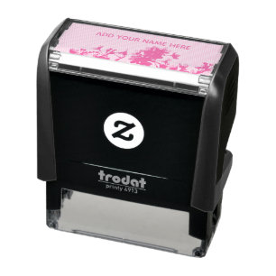pink marble flower self-inking stamp