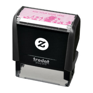 pink marble flower self-inking stamp