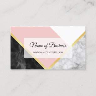 Pink Marble Geometric Business Card