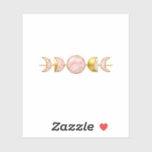 Pink Marble Gold Crescent Moon Phases Symbol Sticker