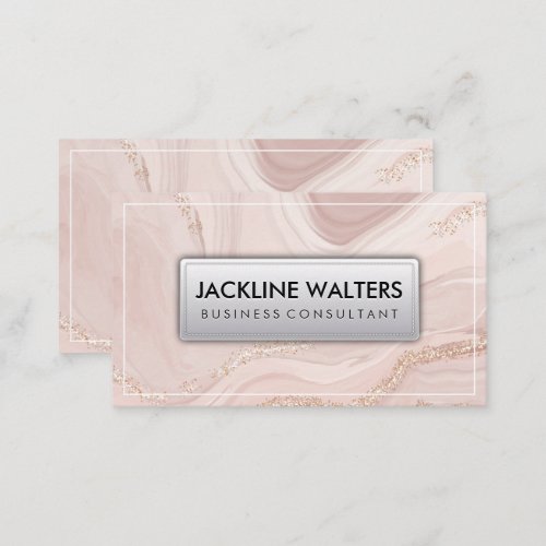 Pink Marble Gold Flakes Business Card