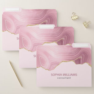 Pink Marble Gold Glitter File Folder