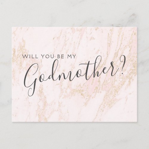 Pink Marble Gold Glitter Godmother Proposal Card