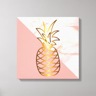 Pink Marble gold Pineapple Canvas Print