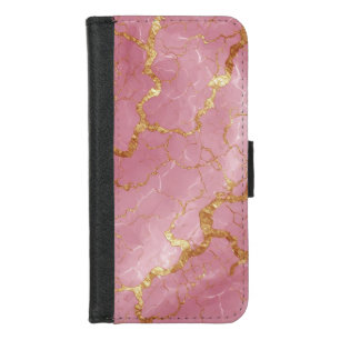 💖 Pink Marble Gold Veins ✨ Elegant Luxury 💖 iPhone 8/7 Wallet Case