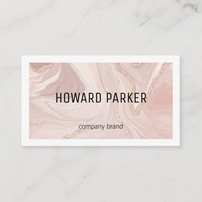 Pink Marble Gold | White Border Business Card (Front)