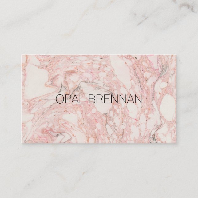 Pink Marble Gray Modern Business Card (Front)