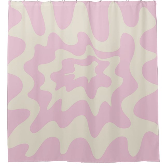 Pink Marble Groovy Wavy Stripe Modern Spring Shower Curtain (Front)