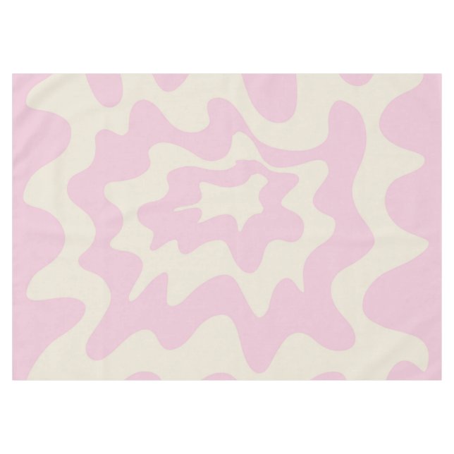 Pink Marble Groovy Wavy Stripe Modern Spring Tablecloth (Front (Horizontal))