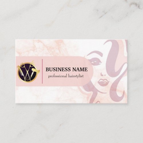  Pink Marble Hairstylist Business Cards