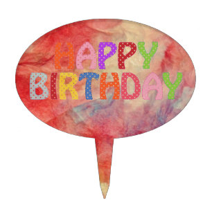 Pink Marble Happy Birthday Cake Topper