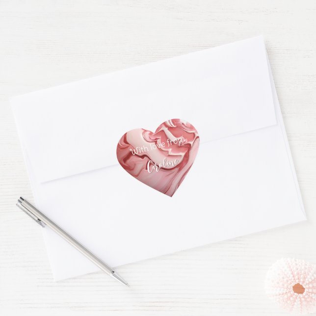 Pink marble heart sticker (Envelope)