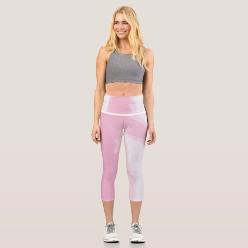 Pink marble High Waisted Capris