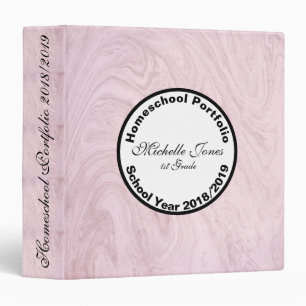 Pink Marble Homeschool Portfolio 3 Ring Binder