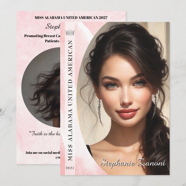 Pink Marble Ice Pageant Sash Autograph Card (Front/Back)