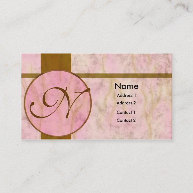 Pink Marble Inlay Business Card (Front)