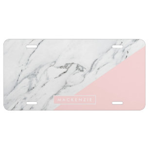 Pink & Marble License Plate