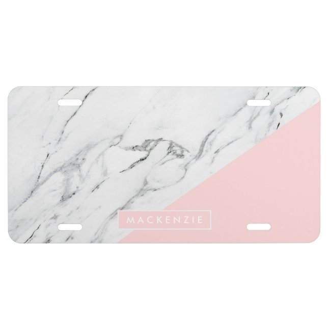 Pink & Marble License Plate (Front)