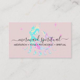 Pink marble Mermaid moon spiritual zodiac Business Card
