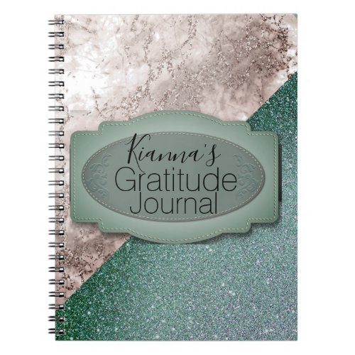 Pink Marble Minty Green Gratitude Notebook
