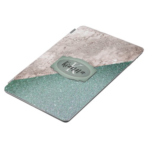 Pink Marble Minty Green Monogram             iPad Air Cover