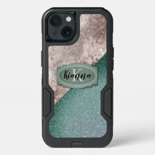 Pink Marble Minty Green Monogram     iPhone 13 Case