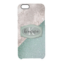Pink Marble Minty Green Monogram       Clear iPhone 6/6S Case