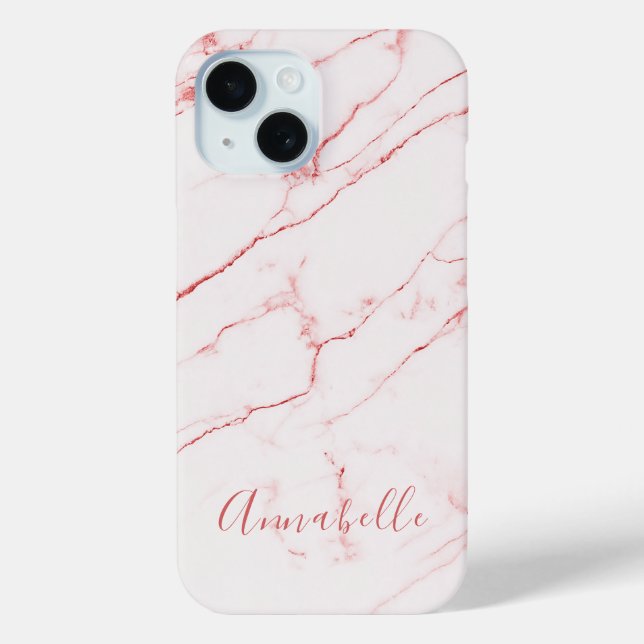 Pink marble Modern Stylish  Monogram  Case-Mate iPhone Case (Back)
