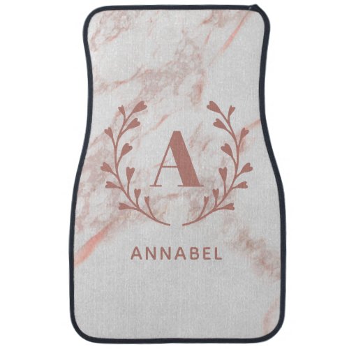 Pink Marble Monogram Any Initial  Name Custom Car Floor Mat