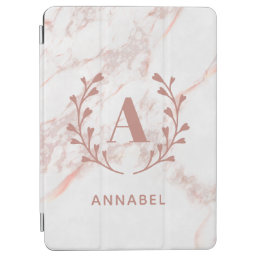 Pink Marble Monogram Any Initial &amp; Name Custom iPad Air Cover