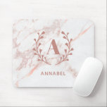 Pink Marble Monogram Any Initial & Name Custom  Mouse Pad<br><div class="desc">Personalize with your own initial and name. © Gorjo Designs. Made for you via the Zazzle platform.</div>