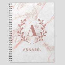 Pink Marble Monogram Any Initial & Name Custom Notebook