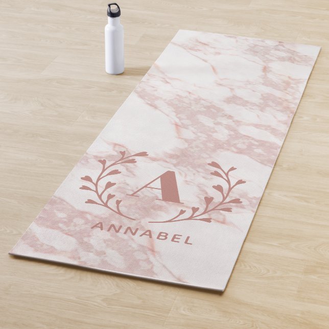 Pink Marble Monogram Any Initial & Name Custom  Yoga Mat (In Situ)