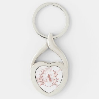 Pink Marble Monogram Initial & Name Custom Girls Keychain by Gorjo_Designs at Zazzle