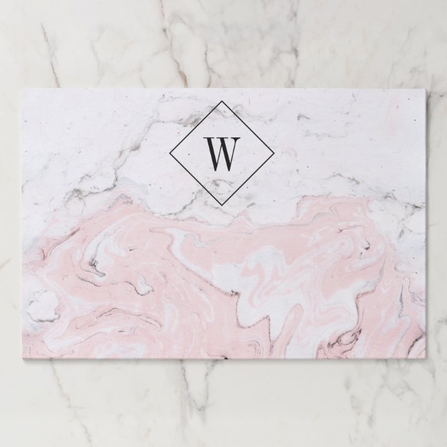 Pink Marble Monogram Paper Pad (Front)