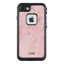 Pink Marble Monogrammed LifeProof FRĒ iPhone 7 Case