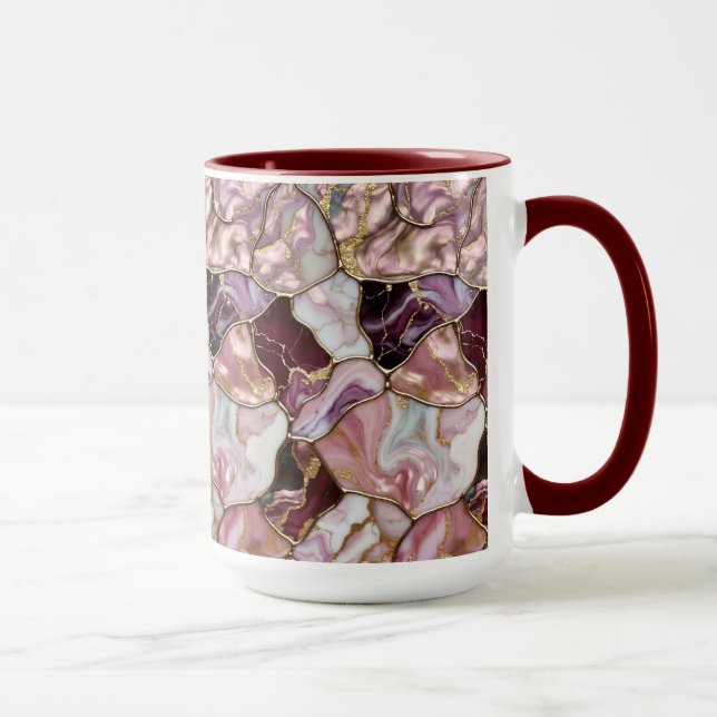 Pink Marble Mug Gold Vein Luxury Coffee Cup (Right)