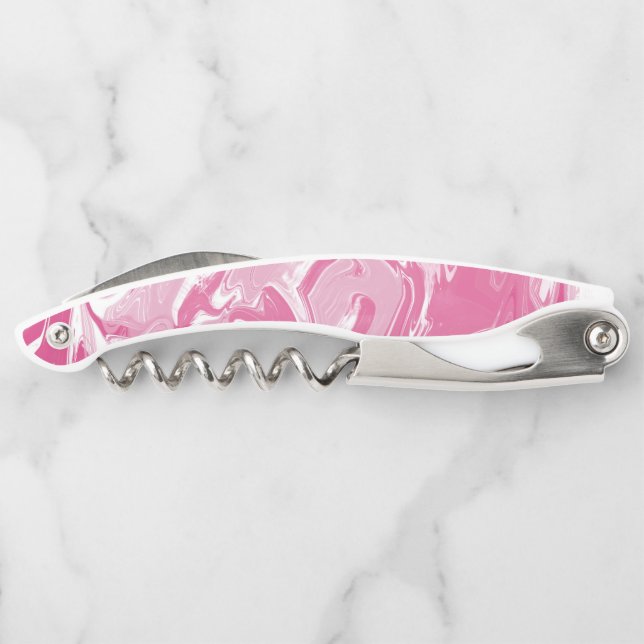 Pink Marble Painting Waiter's Corkscrew (Back)